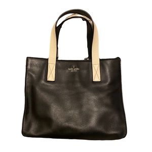 Kate Spade leather tote bag black ivory